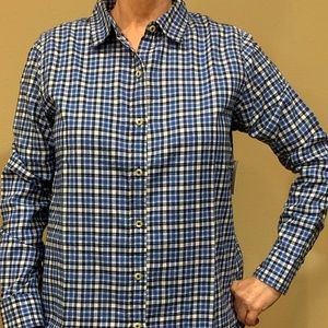 NWT Amazon Essentials Ladies Long Sleeve Flannel Shirt XXL Blue & White
